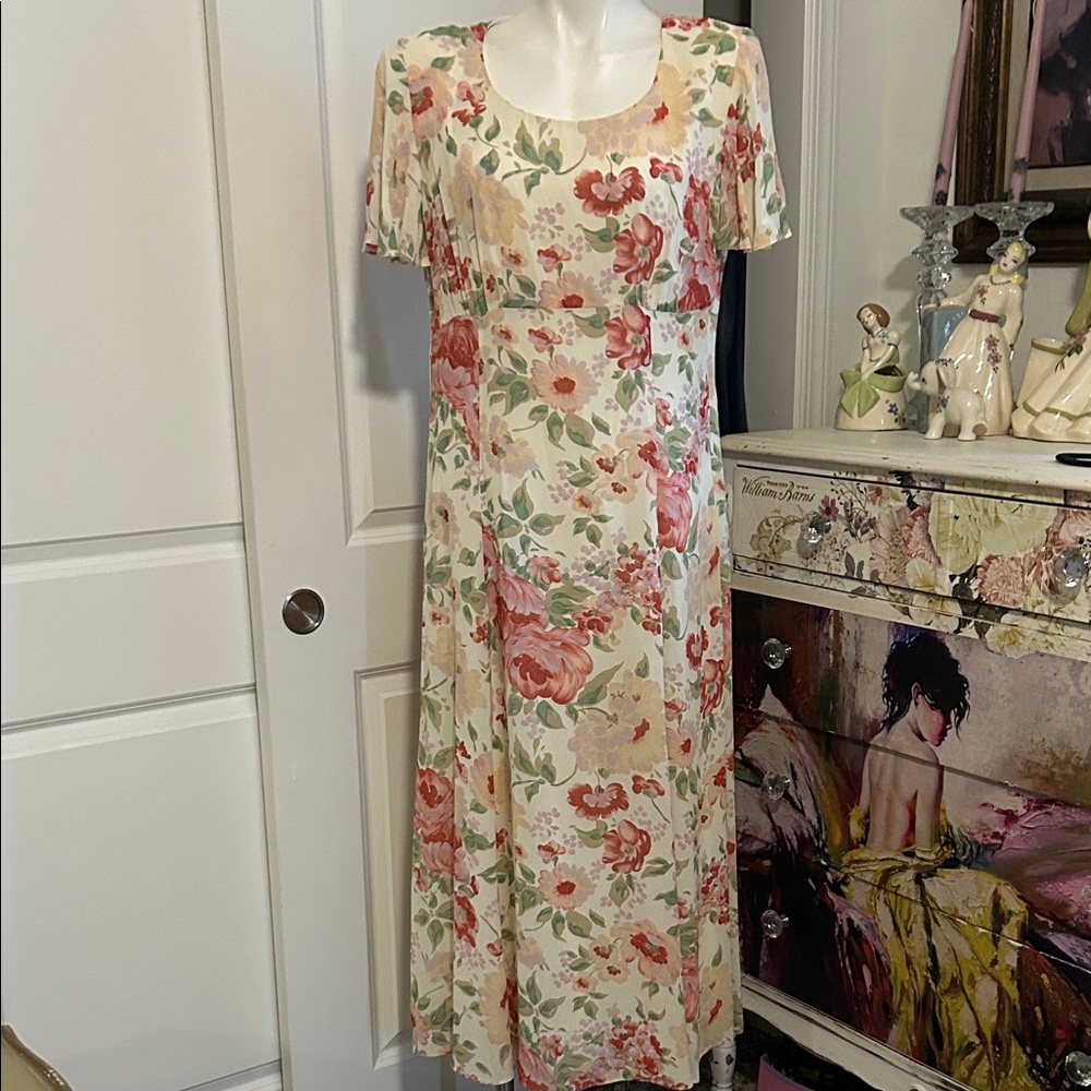 Talbots Cream Floral Maxi Dress - Picture 1 of 8